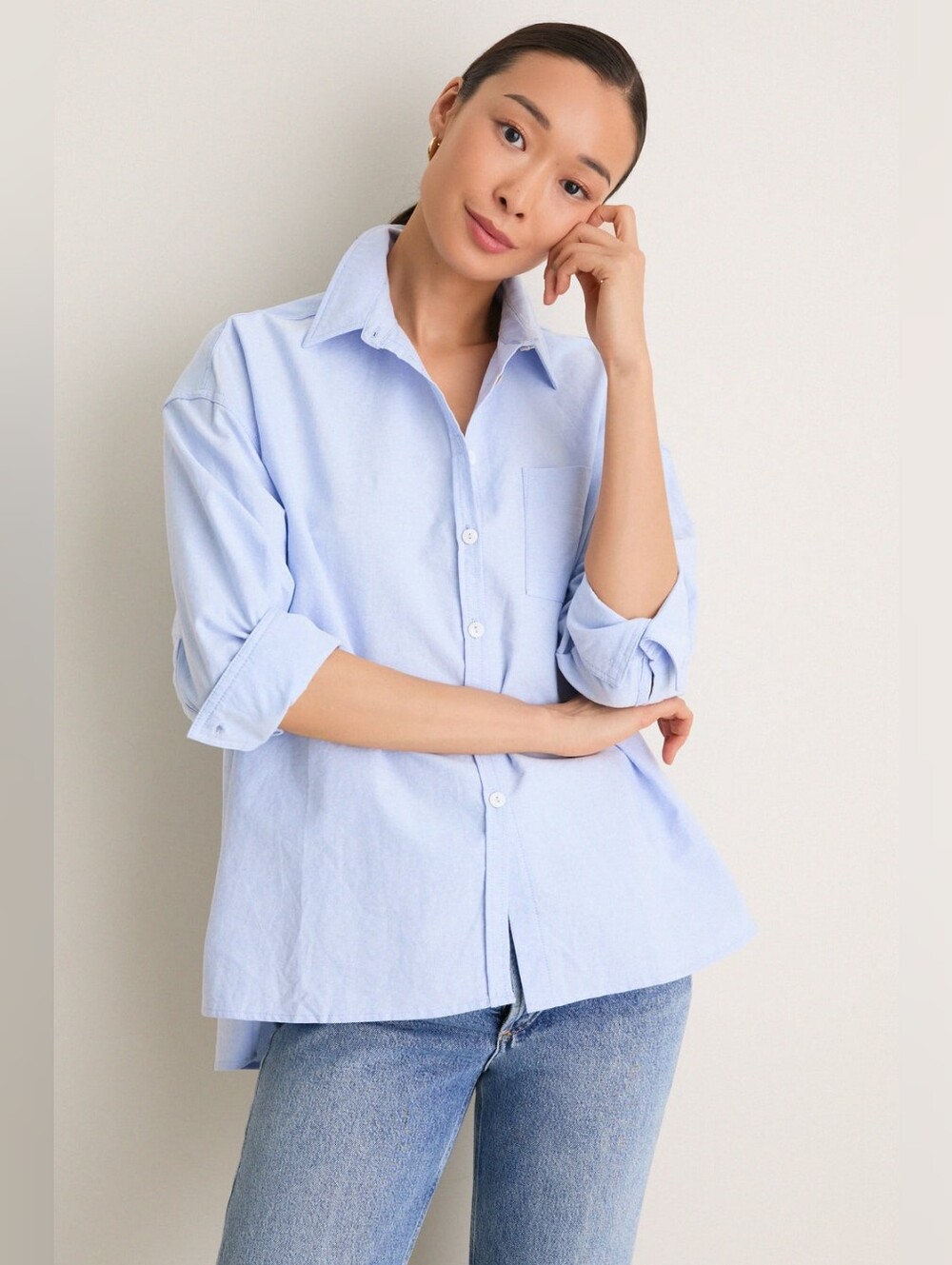 Tuckernuck Pomander Place Blue Oxford Adair Boyfriend Cotton Shirt Size XL